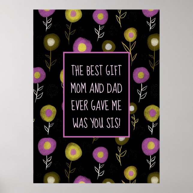 Little Sister Dark Botanical Pattern Girly Poster (Front)