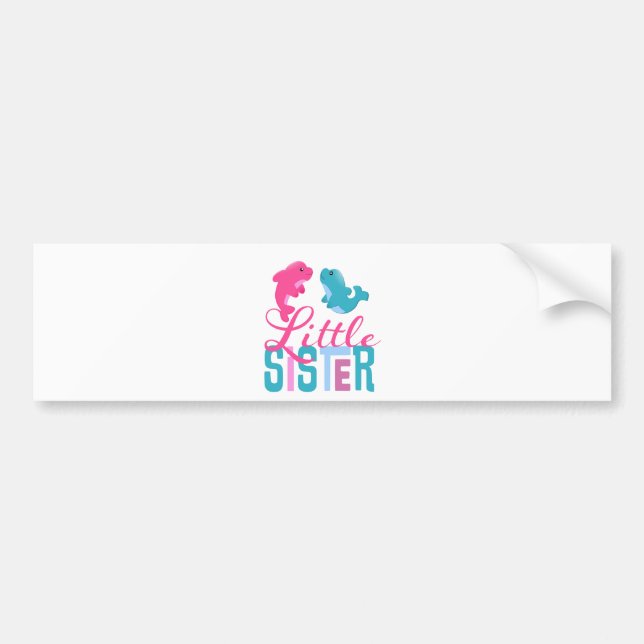 Little Sister Dolphins Bumper Sticker (Front)
