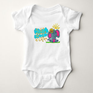 "Little Sister" Elephant Baby Bodysuit