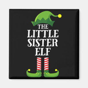 Little Sister Elf Matching Family Group Christmas Magnet