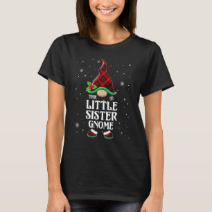 Little Sister Gnome Red Plaid Matching Family Chri T-Shirt