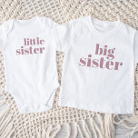 Little Sister | Mauve Matching Sibling Family Baby Bodysuit<br><div class="desc">Custom printed apparel personalized with "Little Sister" graphic in trendy modern font. Perfect for a pregnancy announcement photo or a gift for older siblings when new baby arrives! Use the design tools to edit the colours or add your own text and photos to create a one of a kind custom...</div>