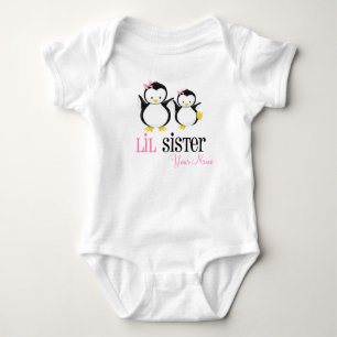 Little Sister Penguin Personalized Pink Shirt