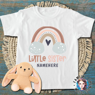 Little Sister Personalized Name Cute Rainbow T-Shirt