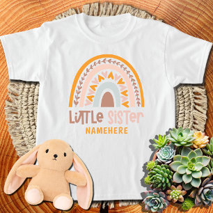 Little Sister Personalized Name Cute Rainbow T-Shirt