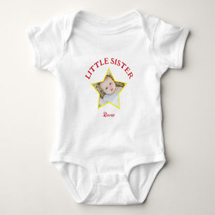 Little Sister Photo in Star Personalized Baby Bodysuit