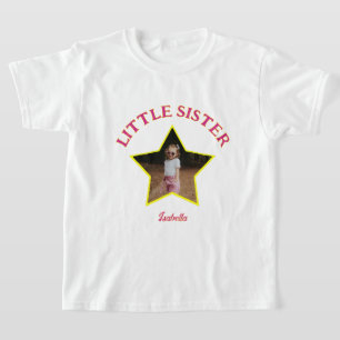 Little Sister Photo in Star Personalized T-Shirt