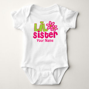 Little Sister Pink and Green Personalized Shirt