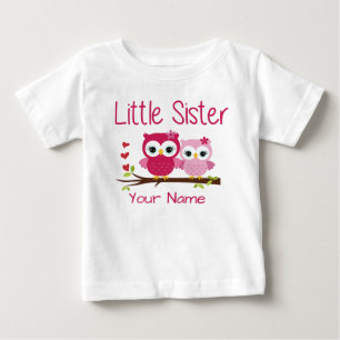 Little Sister Pink Owl Personalized T Shirt