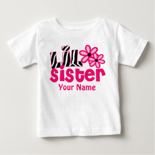 Little Sister Pink Zebra Personalized Shirt