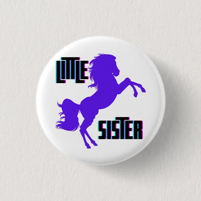 Little Sister Purple Pony 1 Inch Round Button (Front)