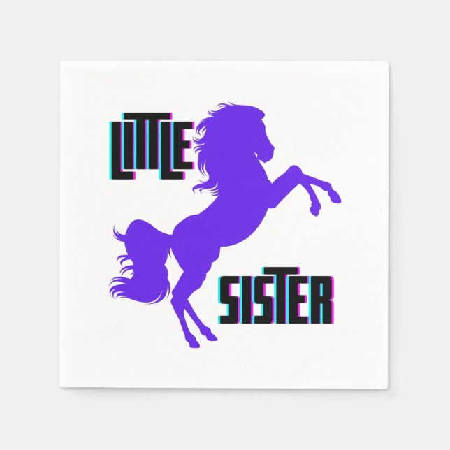 Little Sister Purple Pony Napkin (Front)