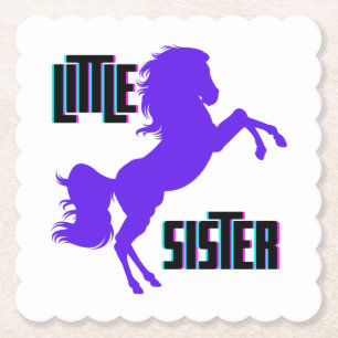 Little Sister Purple Pony Paper Coaster