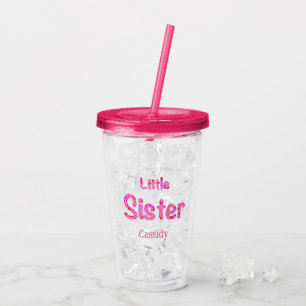 Little Sister Typography Personalized with Name Acrylic Tumbler