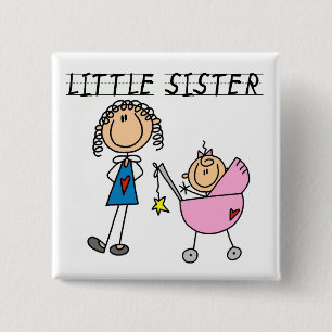 Little Sister With Big Sis Tshirts 2 Inch Square Button