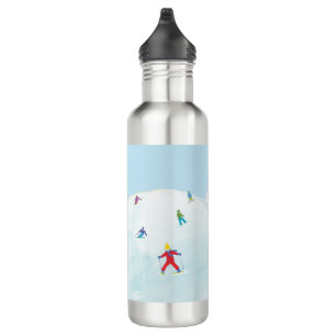 Little Skiers On Snowy Hill  710 Ml Water Bottle