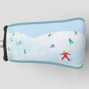 Little Skiers On Snowy Hill Golf Head Cover