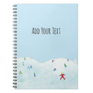 Little Skiers On Snowy Hill Personalized Notebook