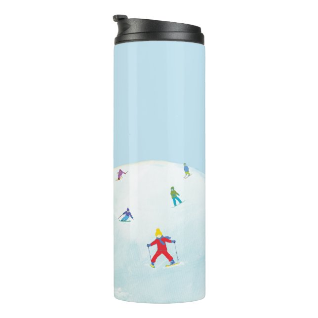 Little Skiers On Snowy Hill  Thermal Tumbler (Rotated Right)