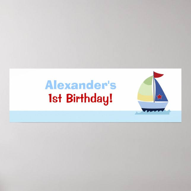 Little Skipper Sailboat Custom Banner Poster Print (Front)