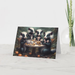 Little Skunk Halloween Tea party in the woods Card