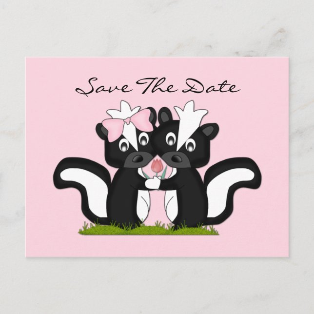 Little Skunks Save The Date Announcement Postcard (Front)