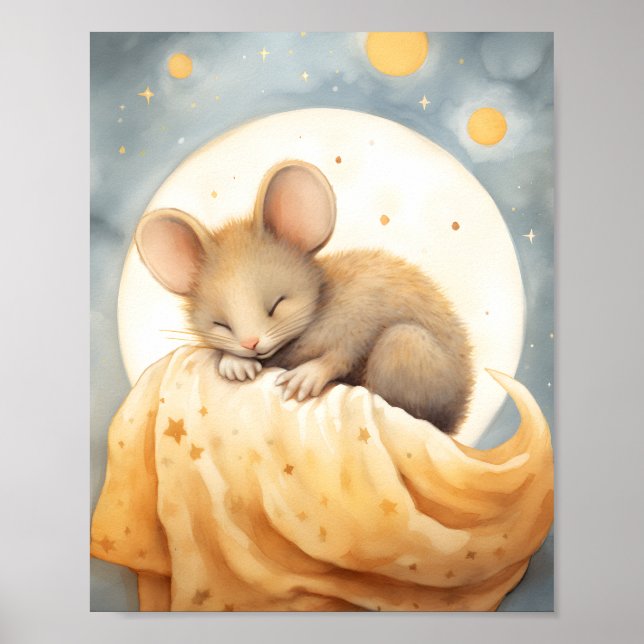 Little Sleeping Mouse On The Moon Poster (Front)