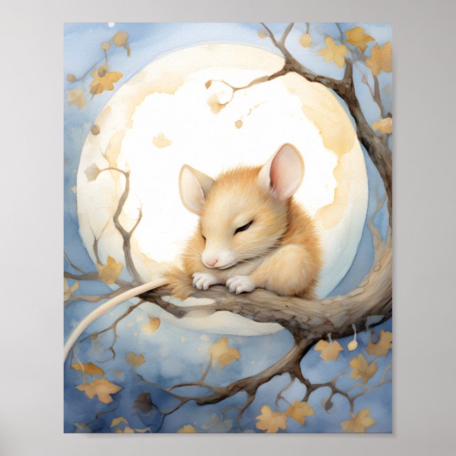 Little Sleeping Mouse with the Moon Poster (Front)