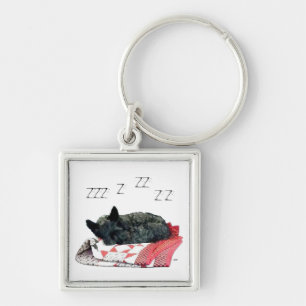 Little Sleeping Scottie Dog Keychain