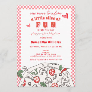 Little Slice of Fun Pink Girl Pizza Baby Shower Invitation