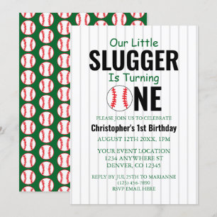 Little Slugger Baseball 1st Birthday Invitation