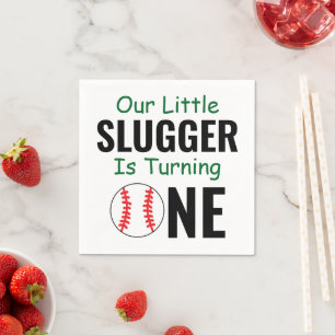 Little Slugger Baseball 1st Birthday Napkin