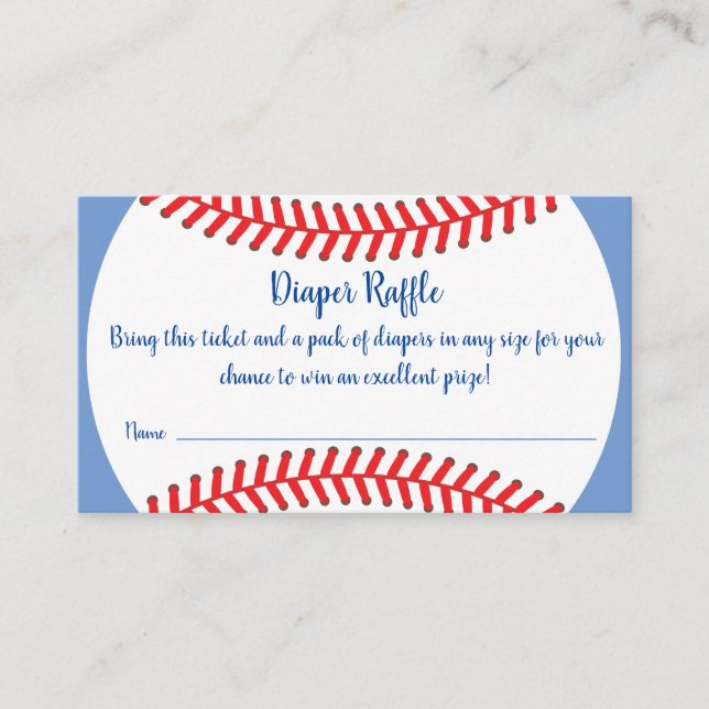 Little Slugger Baseball Baby Shower Diaper Raffle Enclosure Card (Front)