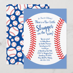 Little Slugger Baseball Baby Shower Sports Boy Invitation