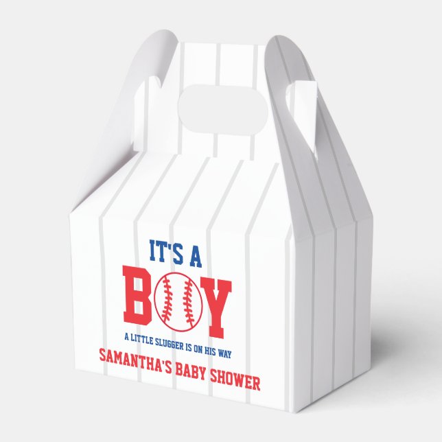 Little Slugger Baseball Boy Baby Shower Favor Box (Front Side)