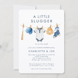 Little Slugger Baseball Clothesline Couples Shower Invitation
