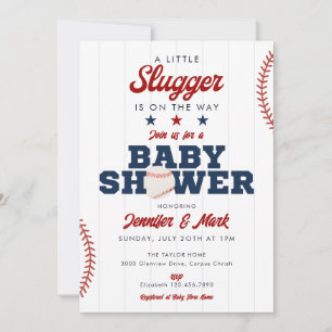 Little Slugger Baseball Sports Baby Shower Invitation