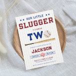 Little Slugger Boy 2nd Birthday Baseball Invitation<br><div class="desc">Get ready to celebrate your little slugger's second birthday with our baseball-themed birthday invitation! The design features a classic red and white baseball with the words "Our little slugger is turning two!" written in bold, playful letters. This invitation is the perfect way to get all of your guests excited for...</div>