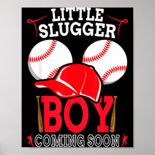 Little Slugger Boy Coming Soon Baby Announcement B Poster