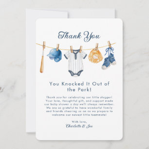 Little Slugger Clothesline Baby Shower Thank You Card