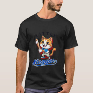 Little Slugger Cute Cat Baseball Design for Kids & T-Shirt
