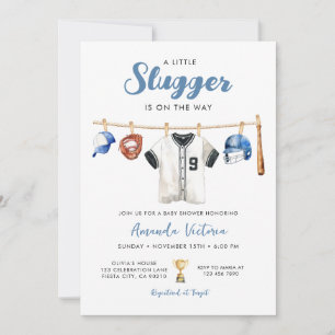 Little Slugger on the Way Boy Baby Shower Invitation