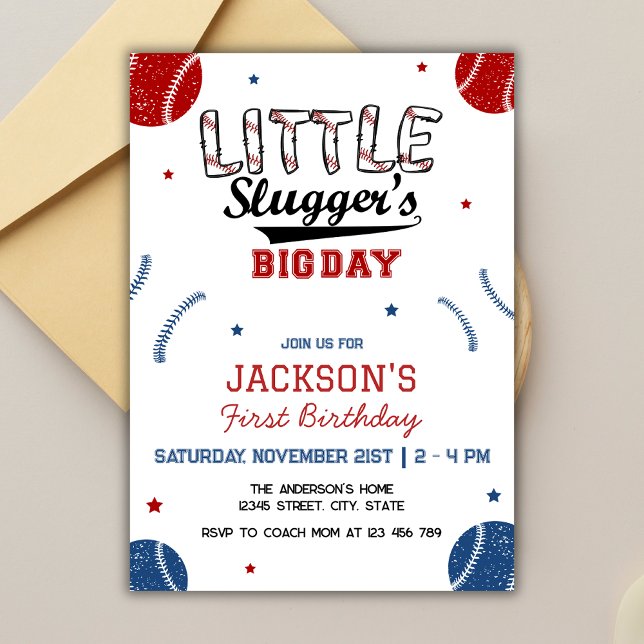 Little Slugger's Big Day I 1st Baseball Birthday  Invitation (Creator Uploaded)