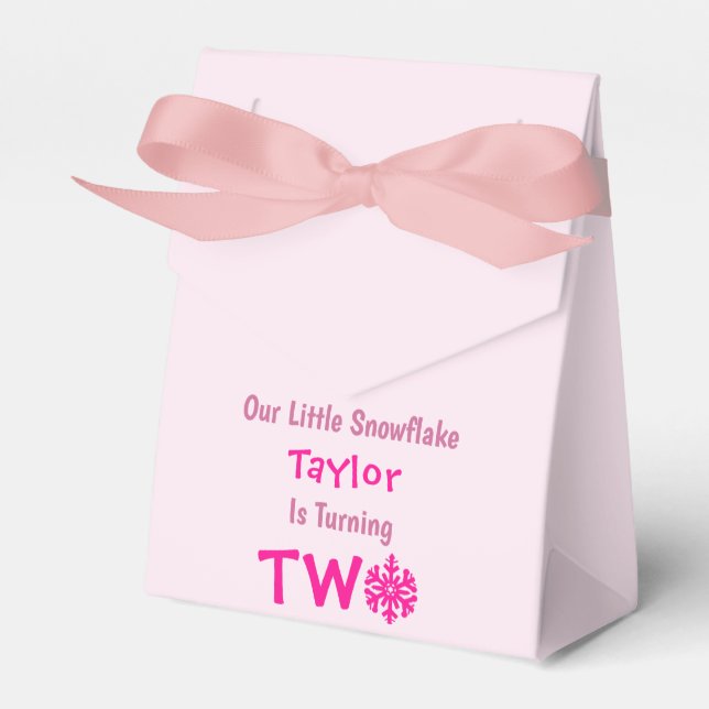 Little Snowflake 2nd Birthday Favor Box (Front Side)