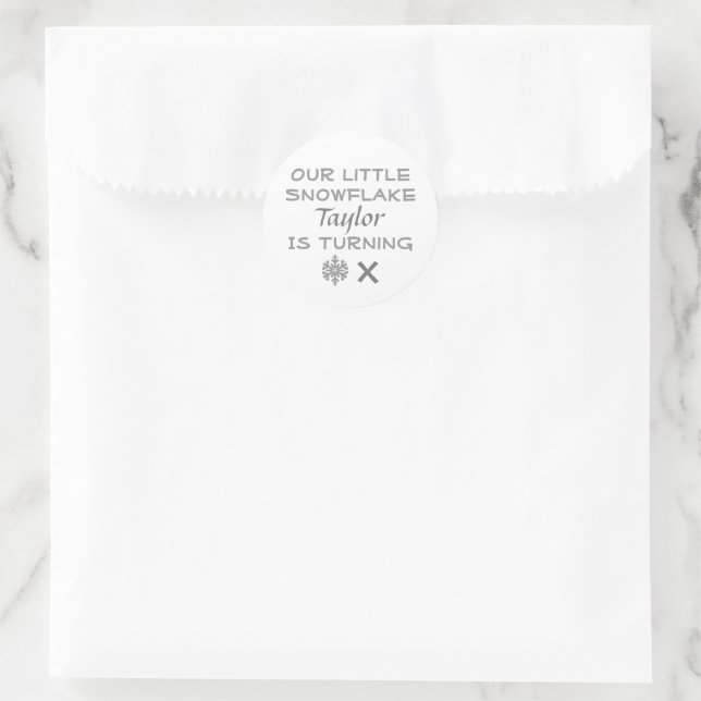 Little Snowflake Any Age Birthday Classic Round Sticker (Bag)