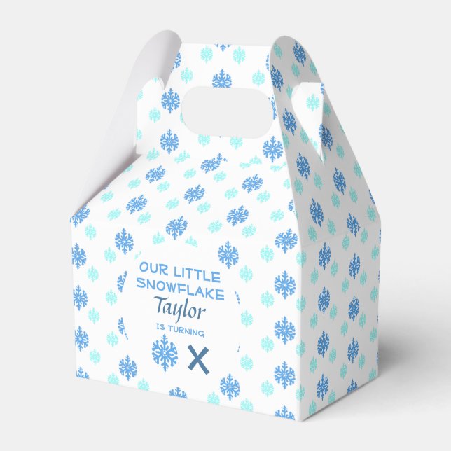 Little Snowflake Any Age Birthday Favor Box (Front Side)