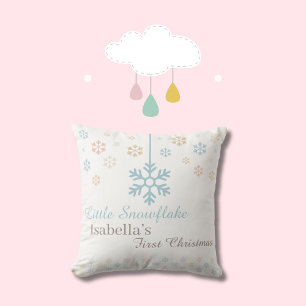Little Snowflake Baby’s First Christmas Throw Pillow