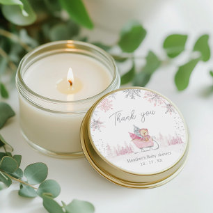 Little snowflake Baby Shower guest favour Classic Round Sticker