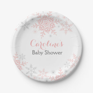 Little Snowflake Baby Shower Paper Plate
