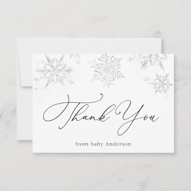 Little Snowflake Baby Shower Thank You  (Front)